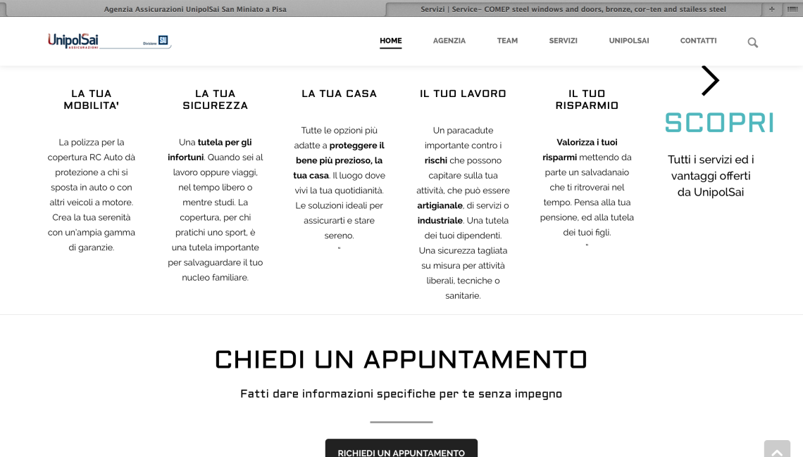 Sito Web UnipolSai – Pagina Servizi